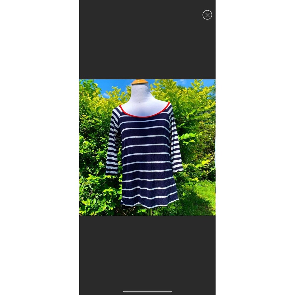 GAL Boss Striped Colorblock Red White Blue Top Medium